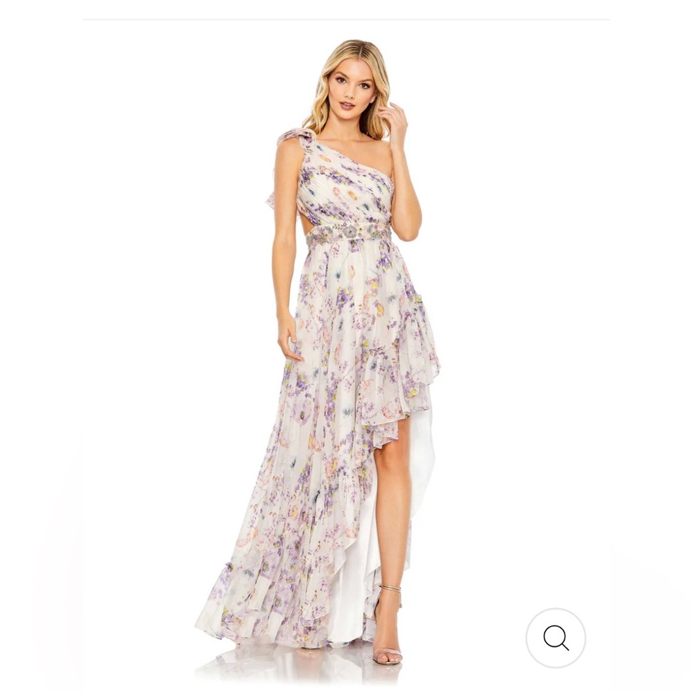 Mac Duggal ONE SHOULDER ASYMMETRICAL HIGH LOW GOWN size 2 NEW $538